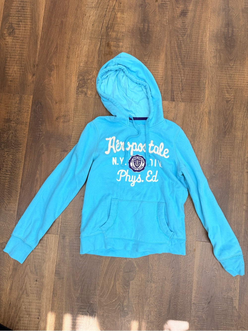 Aeropostale Light Blue Hooded Sweatshirt with Front Pocket